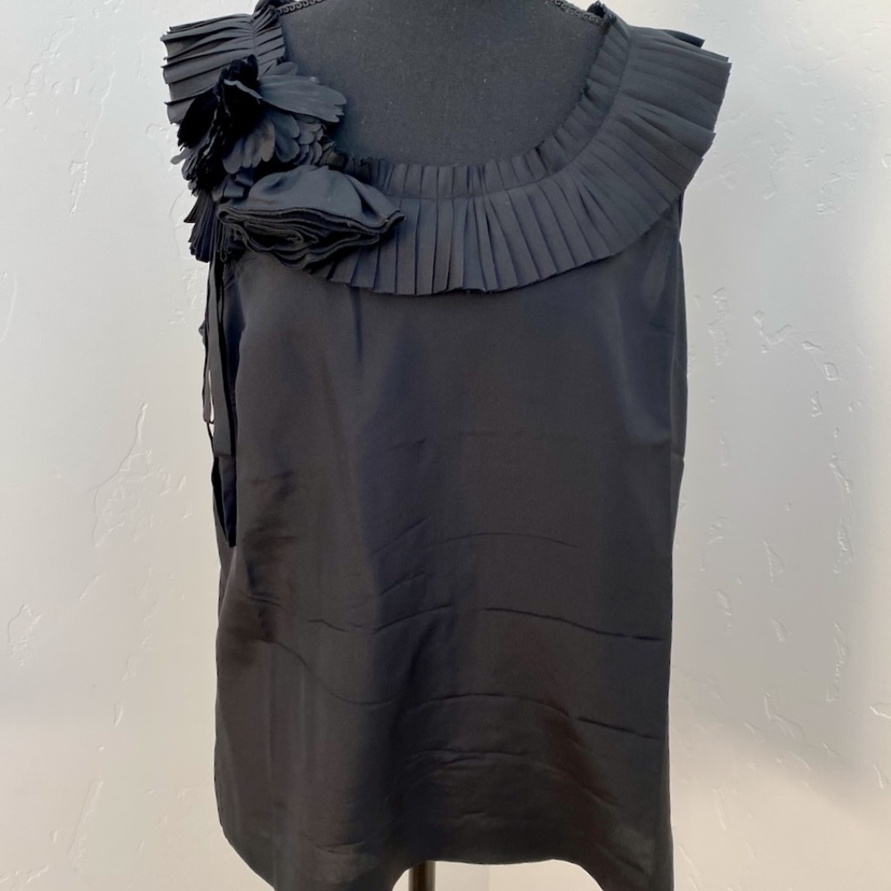 J.Crew Silk Blouse Ruffled Rosette Neckline - Size 6 - Retail $90